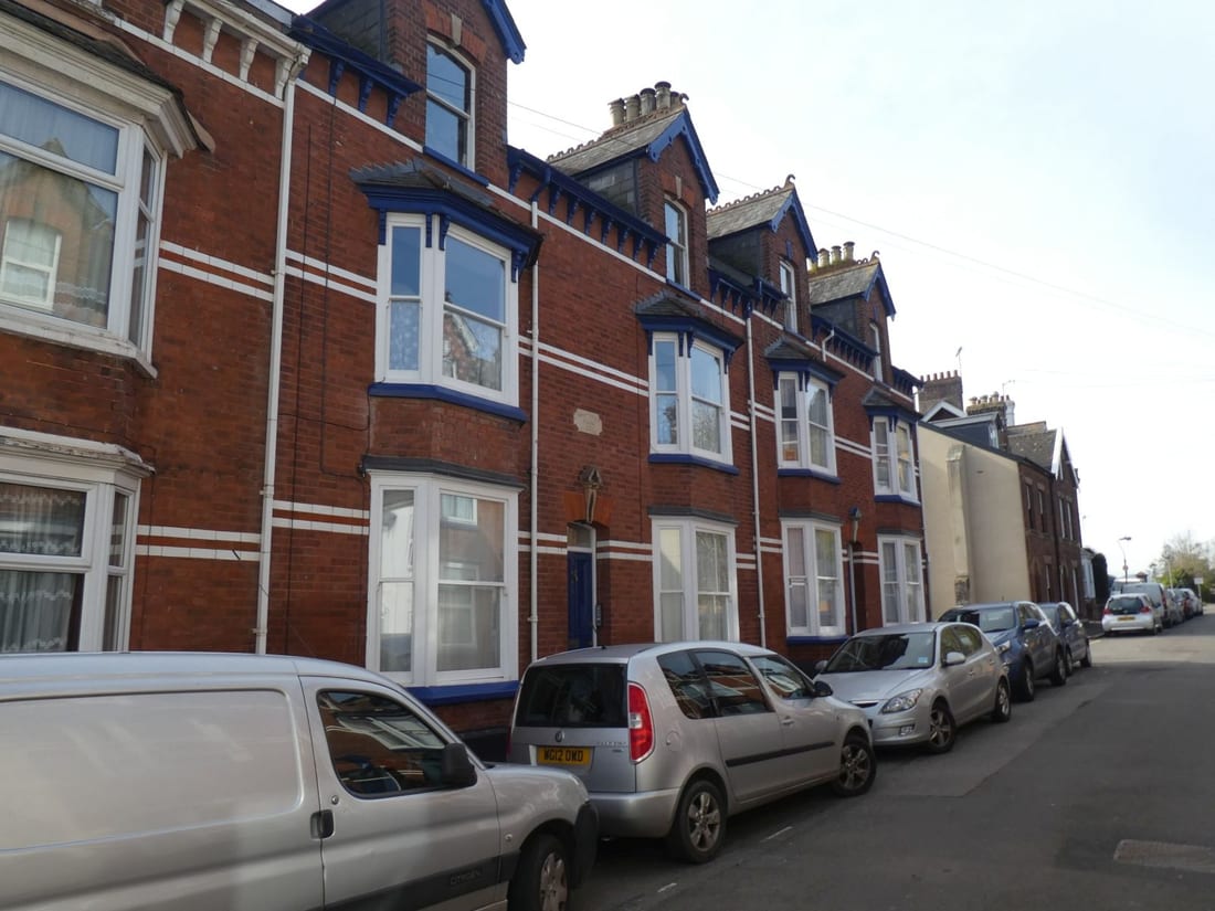 12 Foundry Row, a brick terrace, photographed from the road